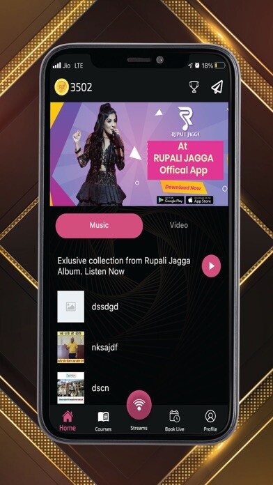 Emulate iPhone app Rupali Jagga Music using MyAndroid