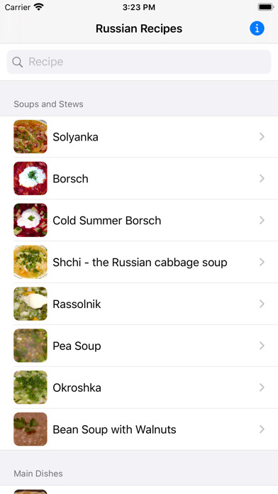 Emulate iPhone app Russian Food Recipes using MyAndroid Emulate iPhone app Russian Food Recipes using MyAndroid