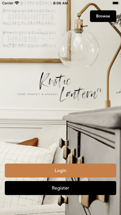 Emulate iPhone app Rustic Lantern Co using MyAndroid