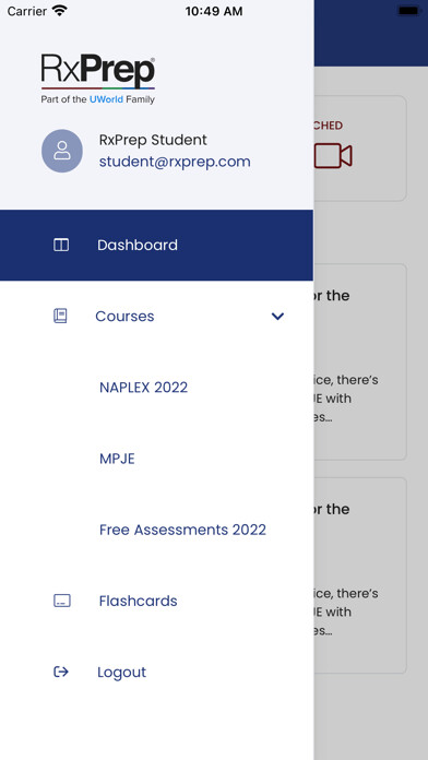 Emulate iPhone app RxPrep Video Lectures using MyAndroid