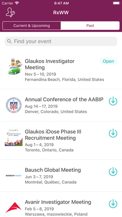 Emulate iPhone app Rx Worldwide Meetings, Inc. using MyAndroid