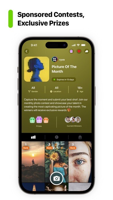 Emulate iPhone app RYVO - Snap, Post & Win using MyAndroid