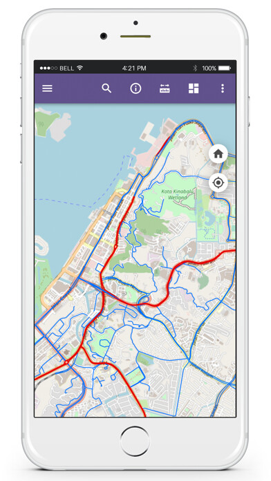 Emulate iPhone app Sabah Public Road Map using MyAndroid