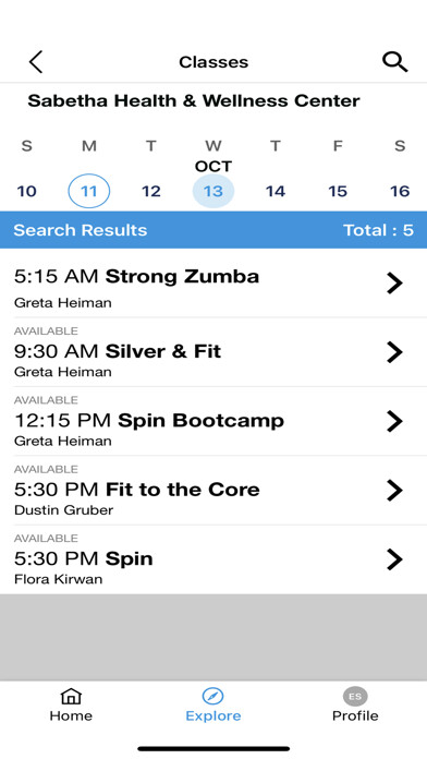 Emulate iPhone app Sabetha Wellness Center using MyAndroid
