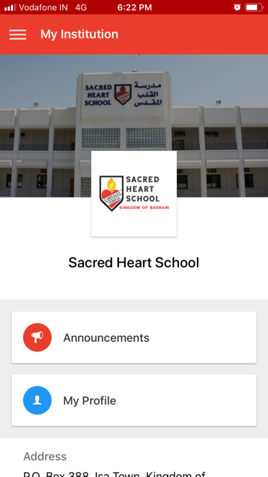 Emulate iPhone app Sacred Heart School Bahrain using MyAndroid
