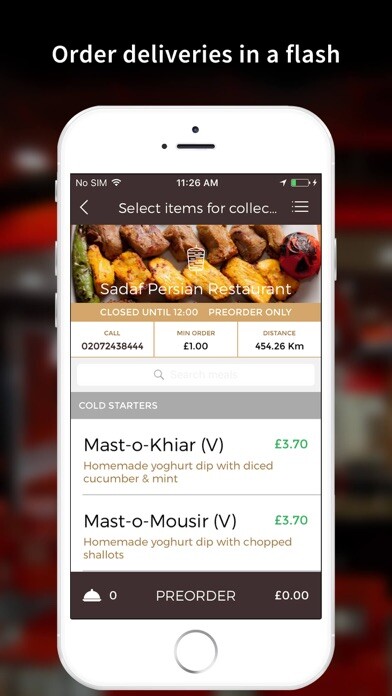 Emulate iPhone app Sadaf Authentic Persian Restau using MyAndroid