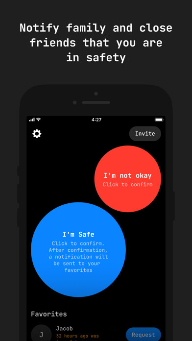 Emulate iPhone app SafeApp for friends and family using MyAndroid