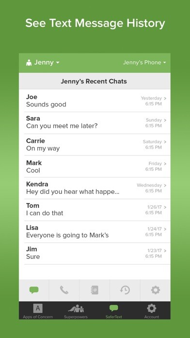 Emulate iPhone app SaferKid Text Monitoring App using MyAndroid