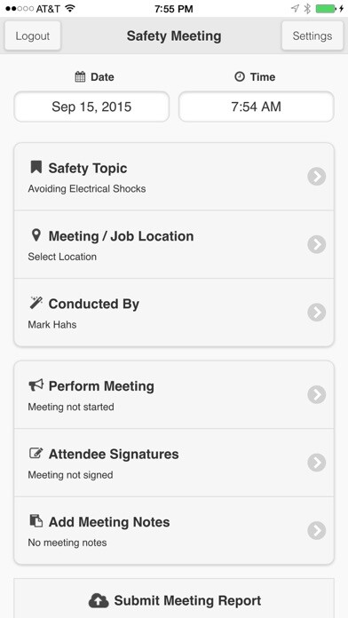 Emulate iPhone app Safety Meeting using MyAndroid