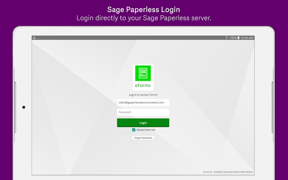 Emulate iPhone app Sage Paperless Const. eForms using MyAndroid