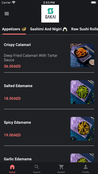 Emulate iPhone app Sakai Sushi using MyAndroid