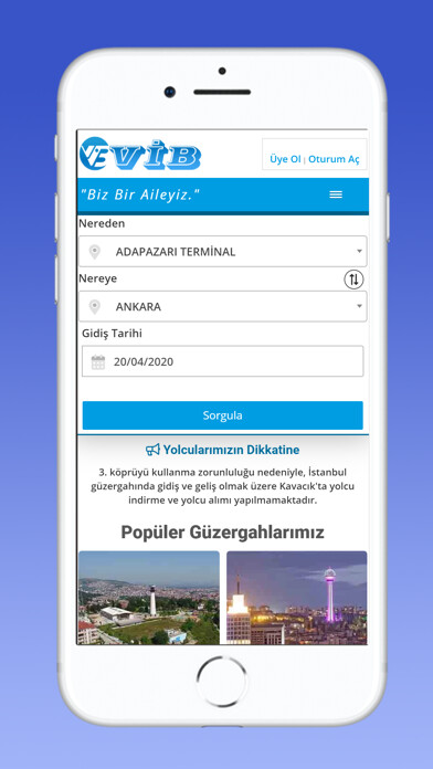 Emulate iPhone app Sakarya Vib Turizm using MyAndroid