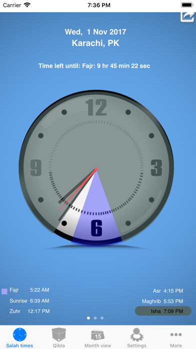 Emulate iPhone app Salah Clock, Prayer & Qibla using MyAndroid