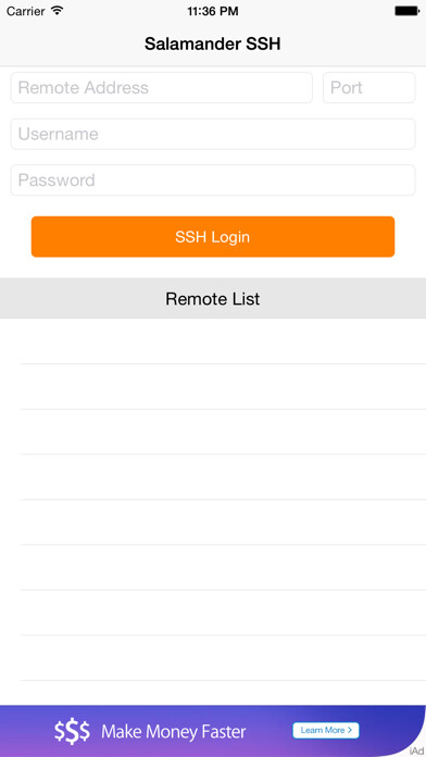 Emulate iPhone app Salamander SSH using MyAndroid
