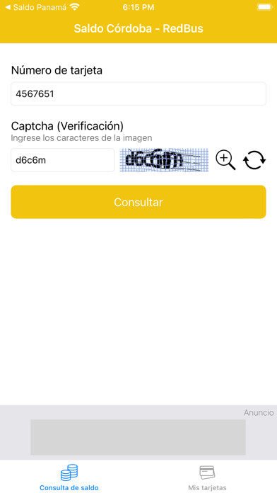 Emulate iPhone app Saldo Colectivos Córdoba using MyAndroid