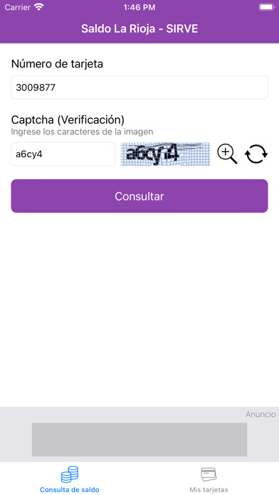 Emulate iPhone app Saldo Colectivos La Rioja using MyAndroid