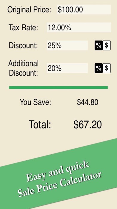 Emulate iPhone app Sale Price Calculator - Easy Quick Compute Discount And Tax Free using MyAndroid Emulate iPhone app Sale Price Calculator - Easy Quick Compute Discount And Tax Free using MyAndroid