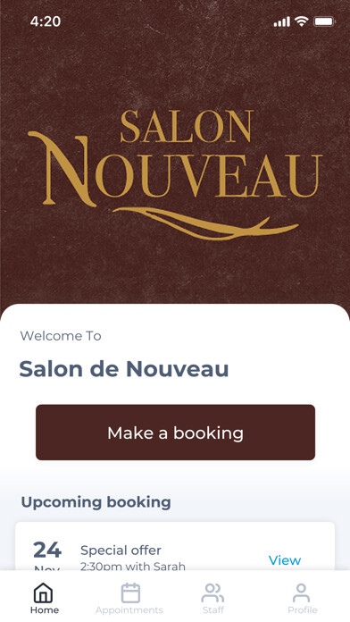 Emulate iPhone app Salon de Nouveau using MyAndroid Emulate iPhone app Salon de Nouveau using MyAndroid