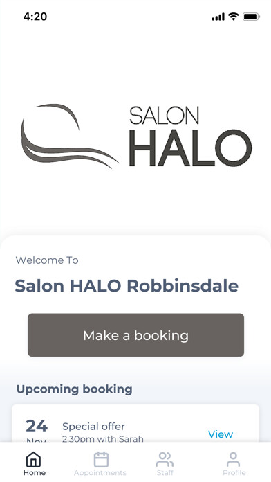 Emulate iPhone app Salon HALO Robbinsdale using MyAndroid Emulate iPhone app Salon HALO Robbinsdale using MyAndroid