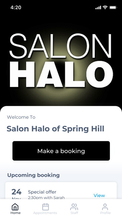 Emulate iPhone app Salon Halo using MyAndroid