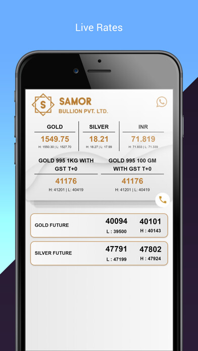 Emulate iPhone app Samor Bullion using MyAndroid