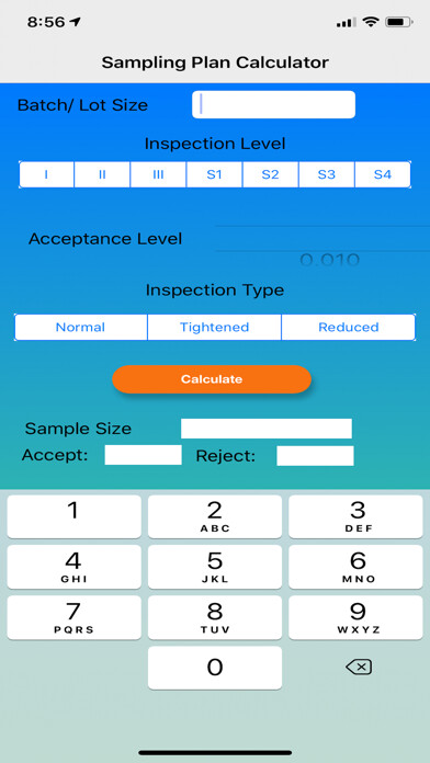 Emulate iPhone app Sampling Calculator using MyAndroid