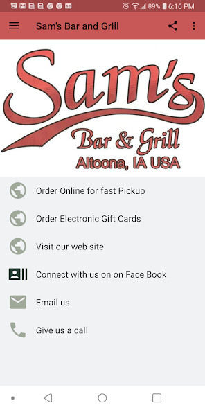Run android online APK Sams Bar and Grill Altoona Ia from MyAndroid or emulate Sams Bar and Grill Altoona Ia using MyAndroid