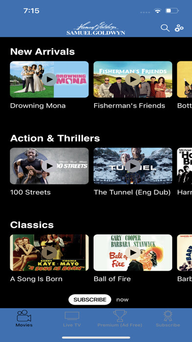 Emulate iPhone app Samuel Goldwyn – Watch Movies using MyAndroid
