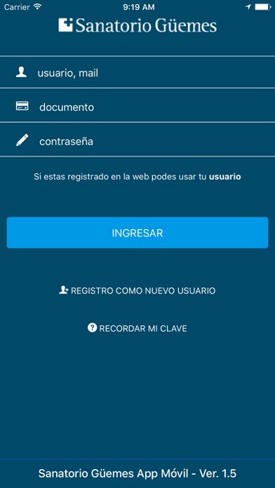 Emulate iPhone app Sanatorio Güemes Movil using MyAndroid Emulate iPhone app Sanatorio Güemes Movil using MyAndroid
