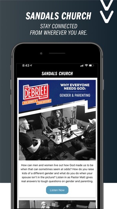Emulate iPhone app Sandals Church using MyAndroid