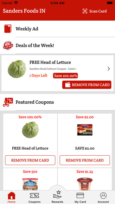 Emulate iPhone app Sanders Foods IN using MyAndroid