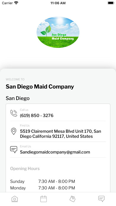Emulate iPhone app San Diego Maid Company using MyAndroid