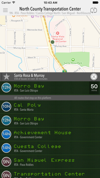 Emulate iPhone app San Luis Obispo Regional Transit Authority using MyAndroid
