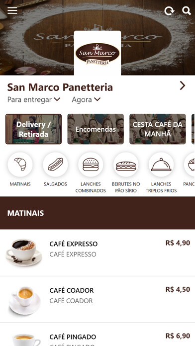 Emulate iPhone app San Marco Panetteria using MyAndroid