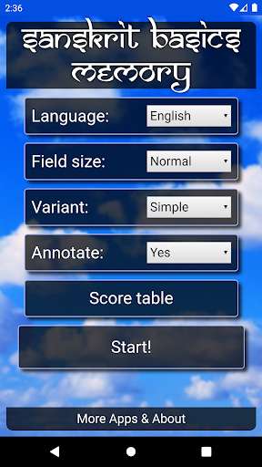 Run android online APK Sanskrit Basics Memory from MyAndroid or emulate Sanskrit Basics Memory using MyAndroid