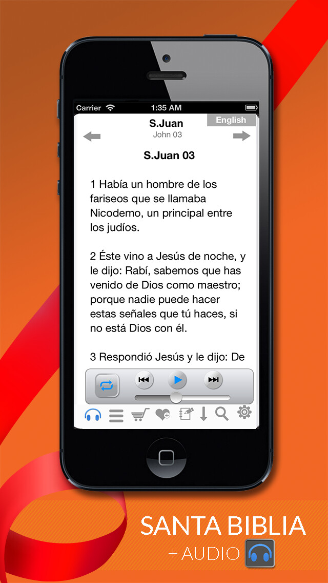 Emulate iPhone app Santa Biblia Reina Valera + Audio using MyAndroid