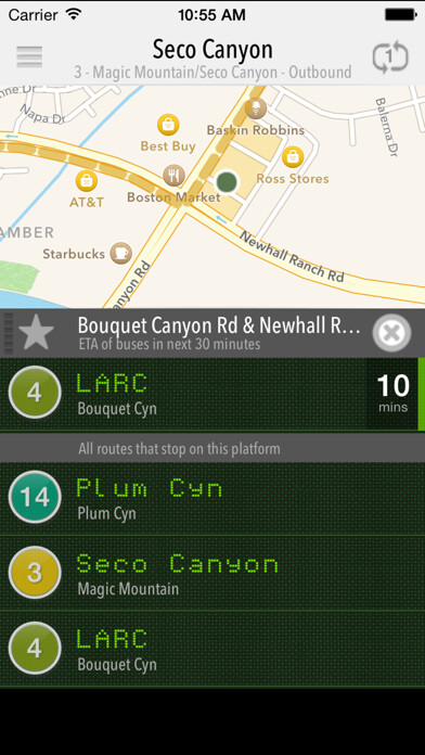 Emulate iPhone app Santa Clarita Transit using MyAndroid
