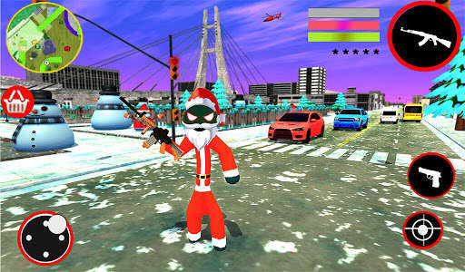 Run android online APK Santa Stickman Rope Hero: Gangster Crime Simulator from MyAndroid or emulate Santa Stickman Rope Hero: Gangster Crime Simulator using MyAndroid