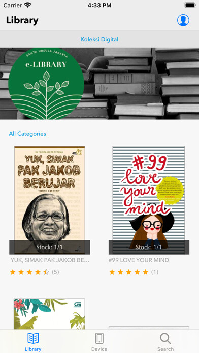 Emulate iPhone app Santa Ursula Jakarta e-Library using MyAndroid
