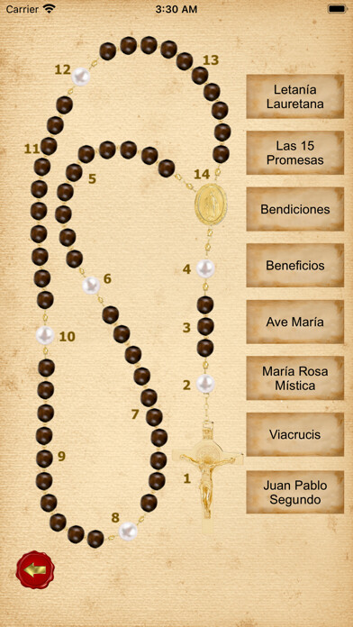 Emulate iPhone app Santo Rosario Católico using MyAndroid