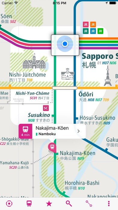 Emulate iPhone app Sapporo Rail Map Lite using MyAndroid