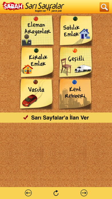 Emulate iPhone app Sarı Sayfalar using MyAndroid