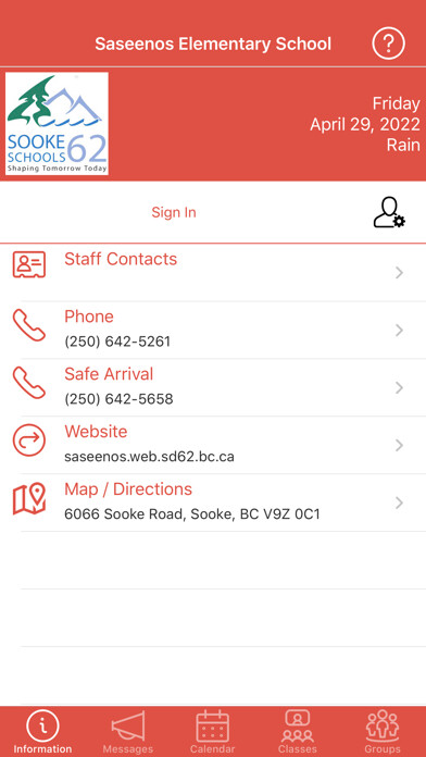 Emulate iPhone app Saseenos Elementary School using MyAndroid