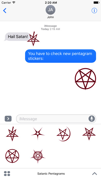 Emulate iPhone app Satanic Pentagram Stickers using MyAndroid