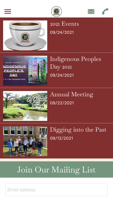 Emulate iPhone app Sauk County Historical Society using MyAndroid