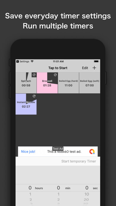 Emulate iPhone app Savable Kitchen Timer using MyAndroid