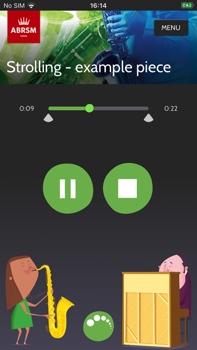 Emulate iPhone app Saxophone Practice Partner using MyAndroid