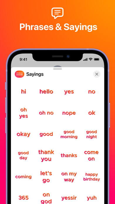 Emulate iPhone app SAYINGS 3: Sticker Pack using MyAndroid