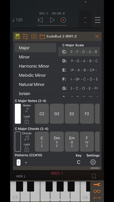 Emulate iPhone app ScaleBud 2 AUv3 MIDI Keyboard using MyAndroid Emulate iPhone app ScaleBud 2 AUv3 MIDI Keyboard using MyAndroid