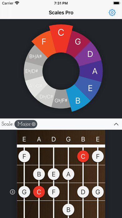 Emulate iPhone app Scales Pro - Chords & Scales using MyAndroid